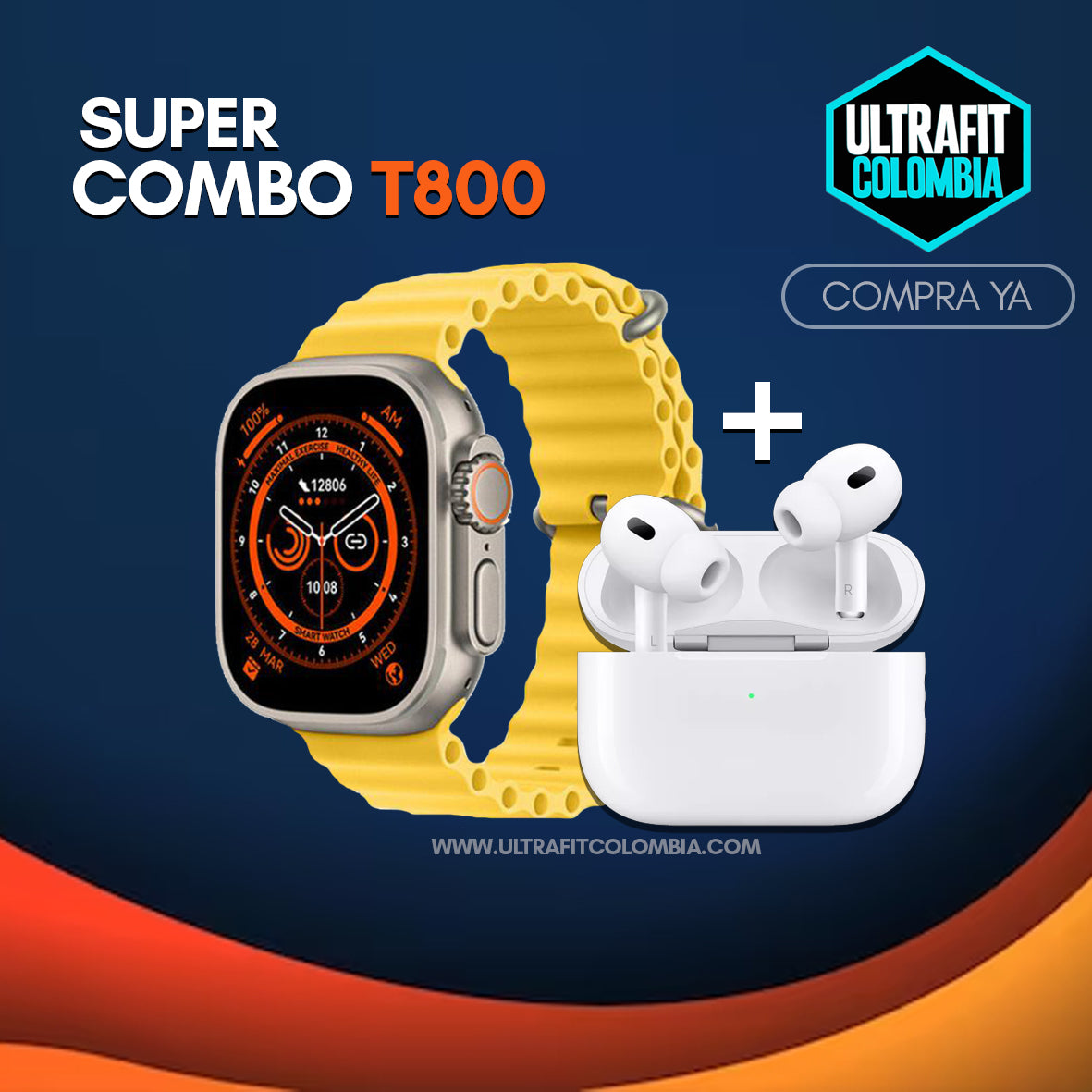 COMBO SMARTWATCH T800 Ultra + AIRPODS COMPATIBLE CON ANDROID Y IPHONE –  ULTRAFIT COLOMBIA